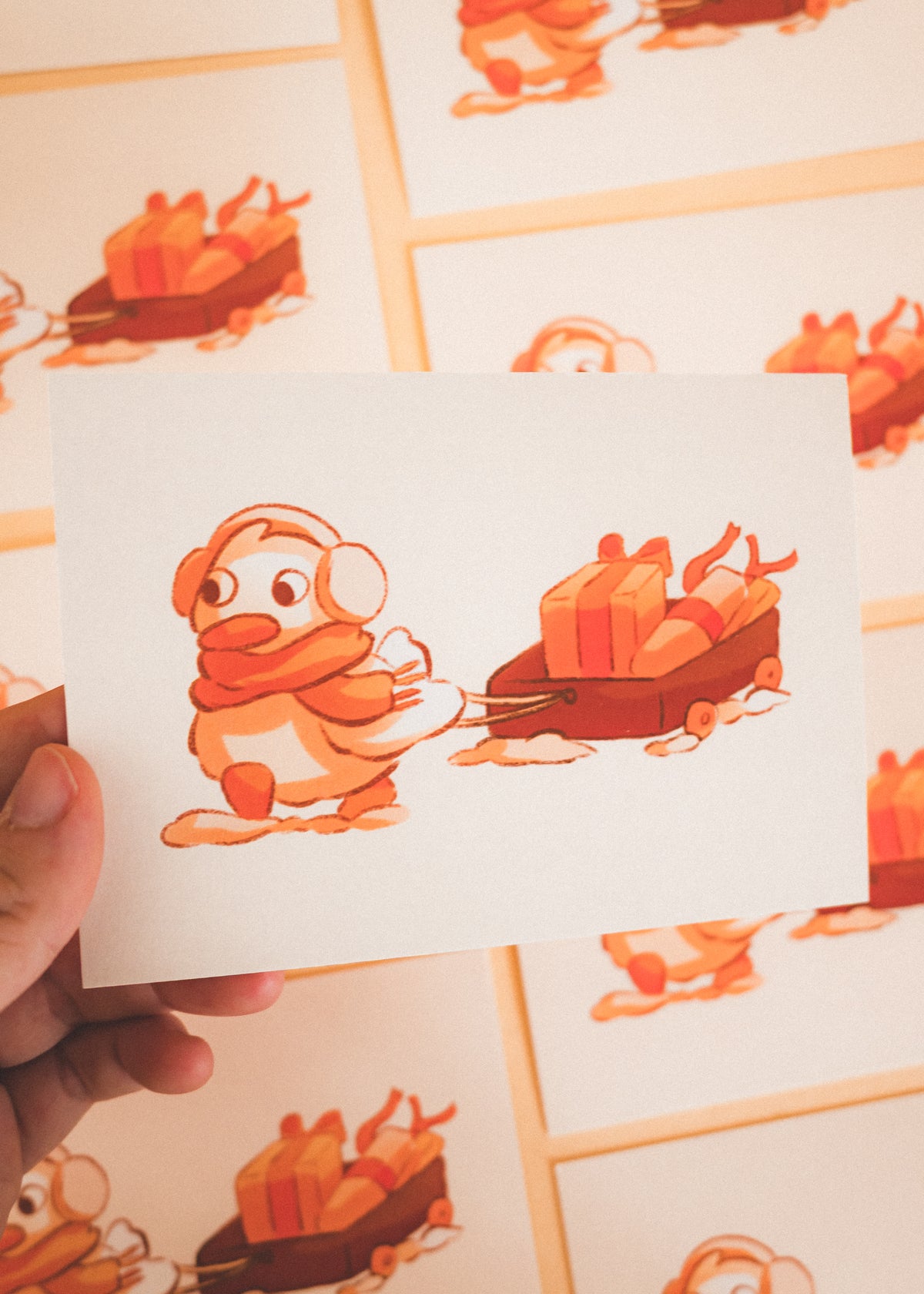 Minis prints - Canard traineau à roulettes neige