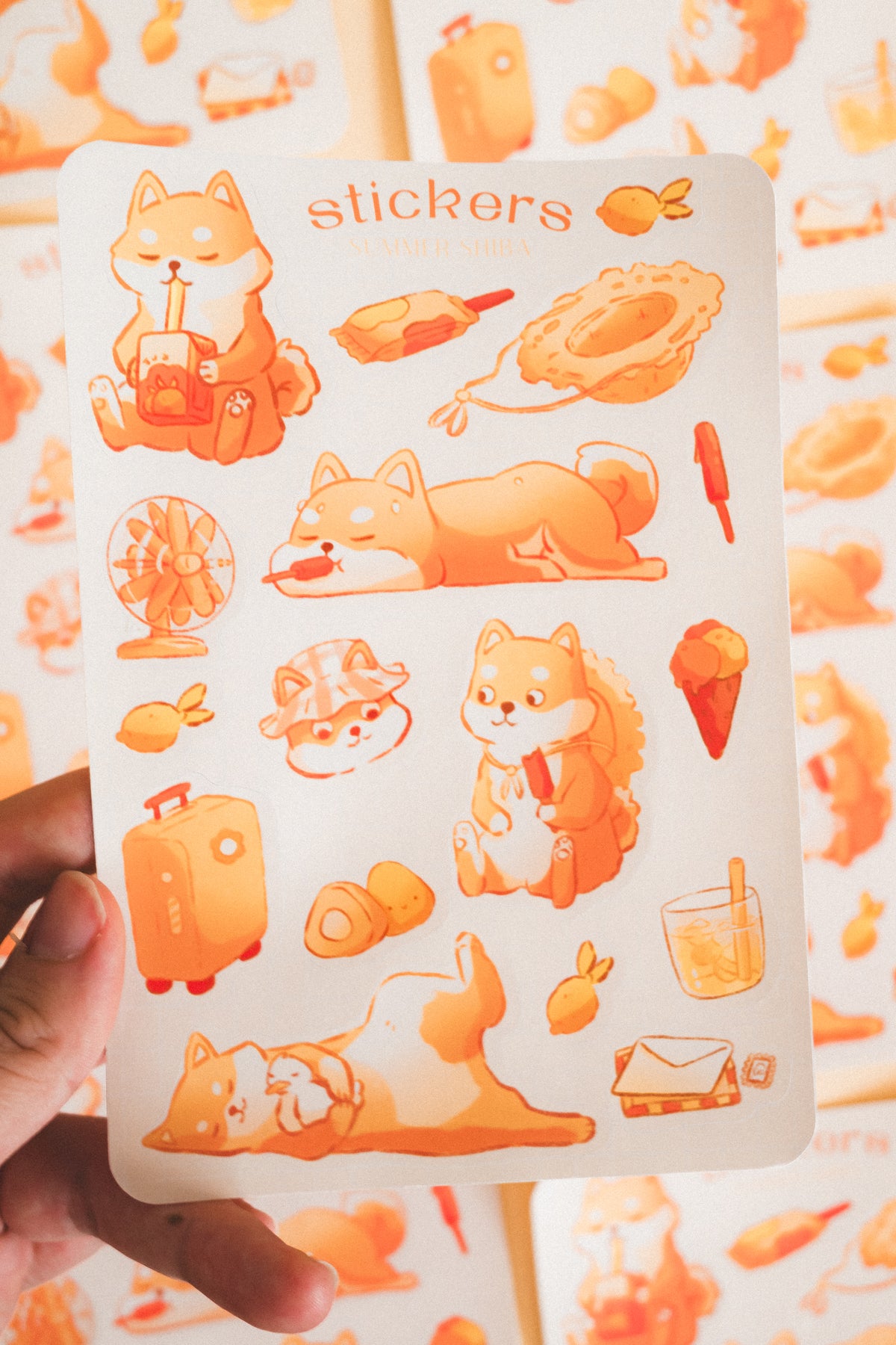 Feuille de stickers - Shiba d'été