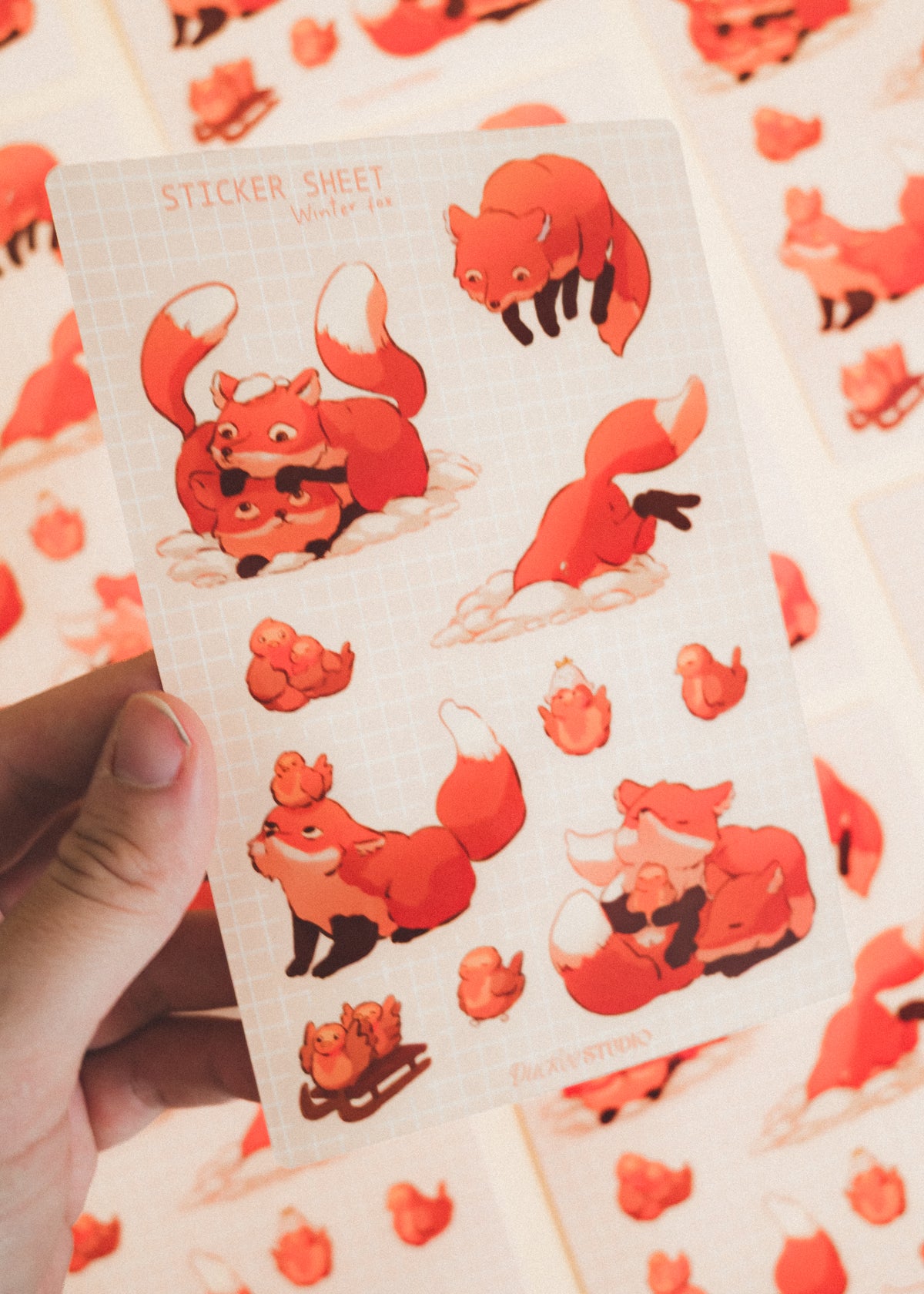Feuille de stickers - Renard hivernal