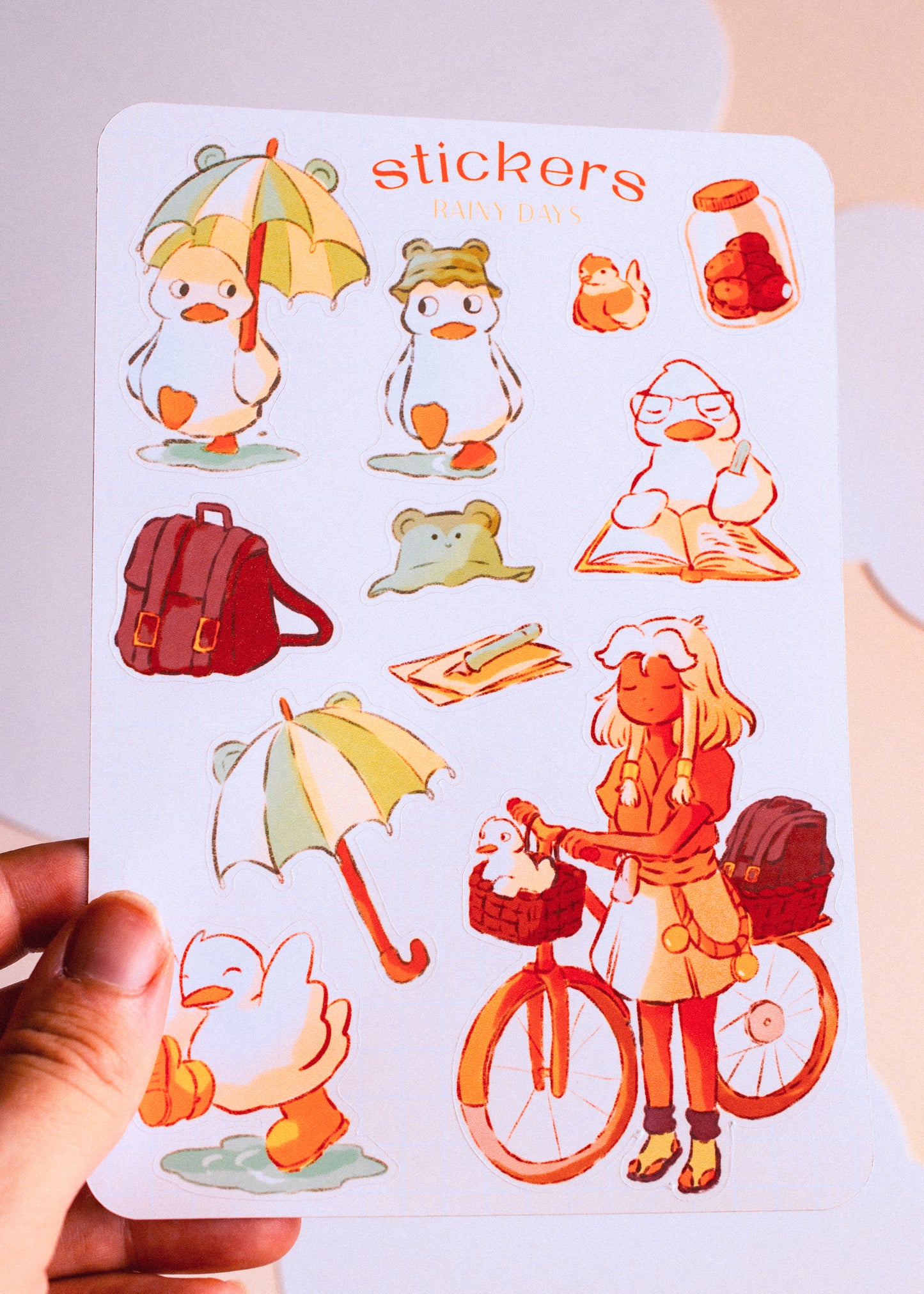 Sticker sheet - Duck in the rain