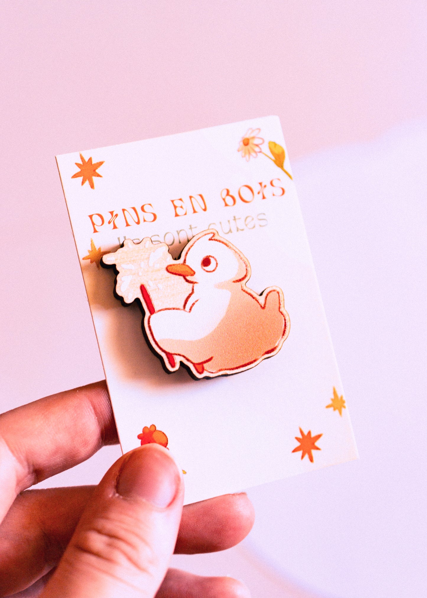 Pins en bois - Canard feu d'artifice