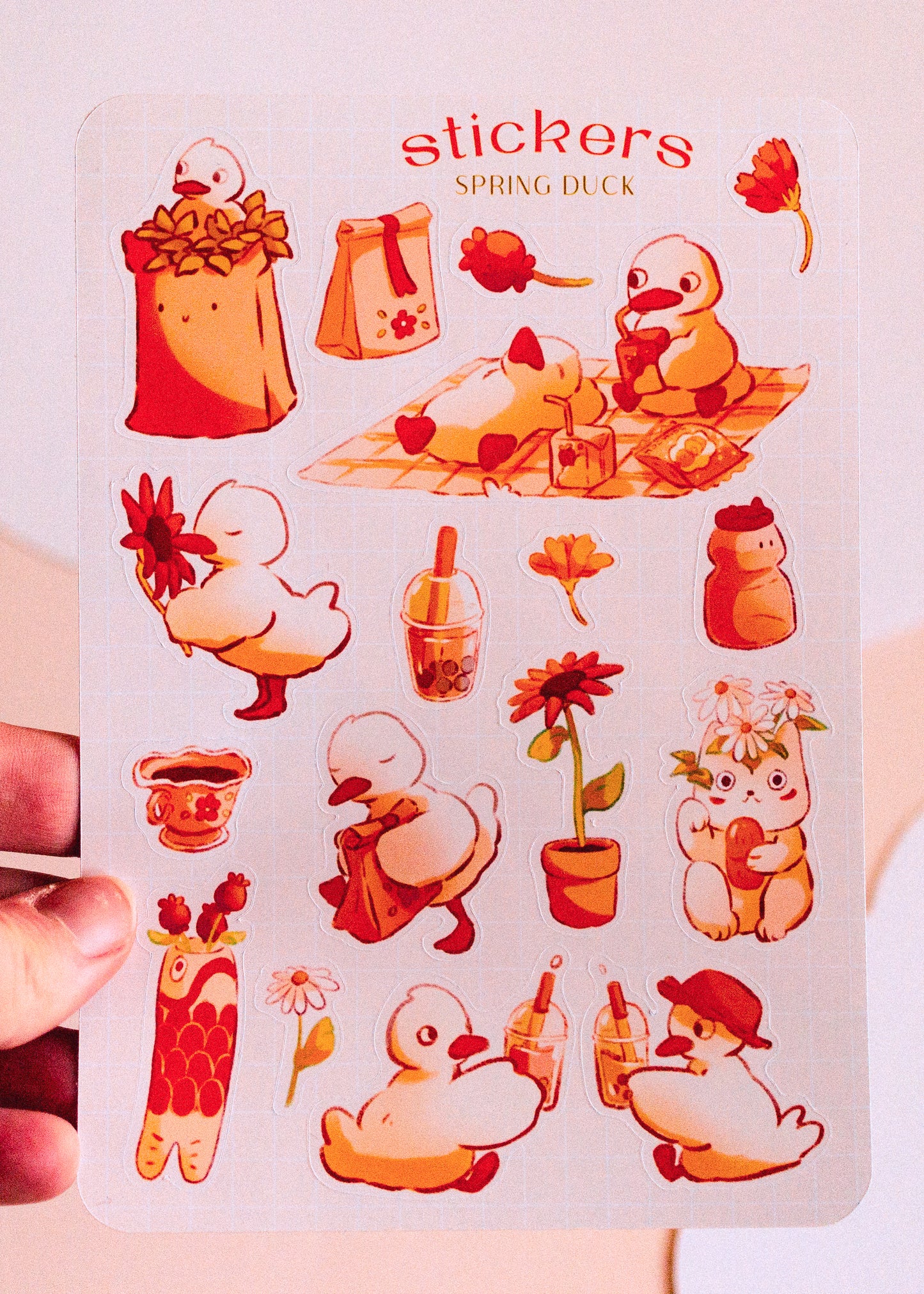 Feuille de stickers - Canards printaniers