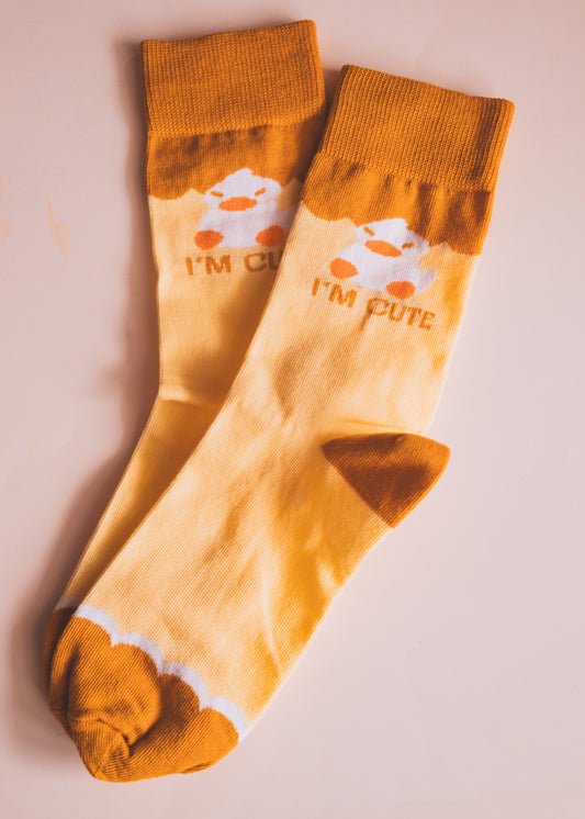 Chaussettes canard I'm cute taille S ou M coton motif original Sekai