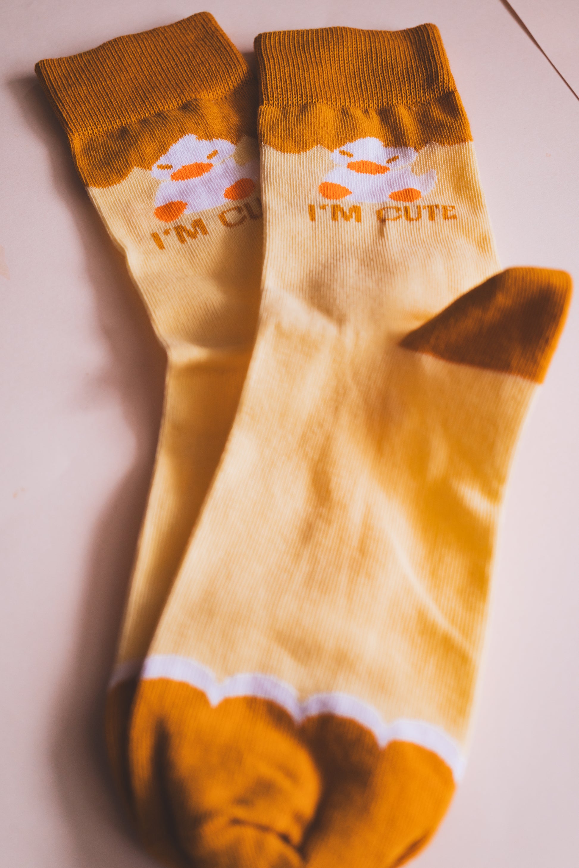 Chaussettes canard I'm cute taille S ou M coton motif original Sekai