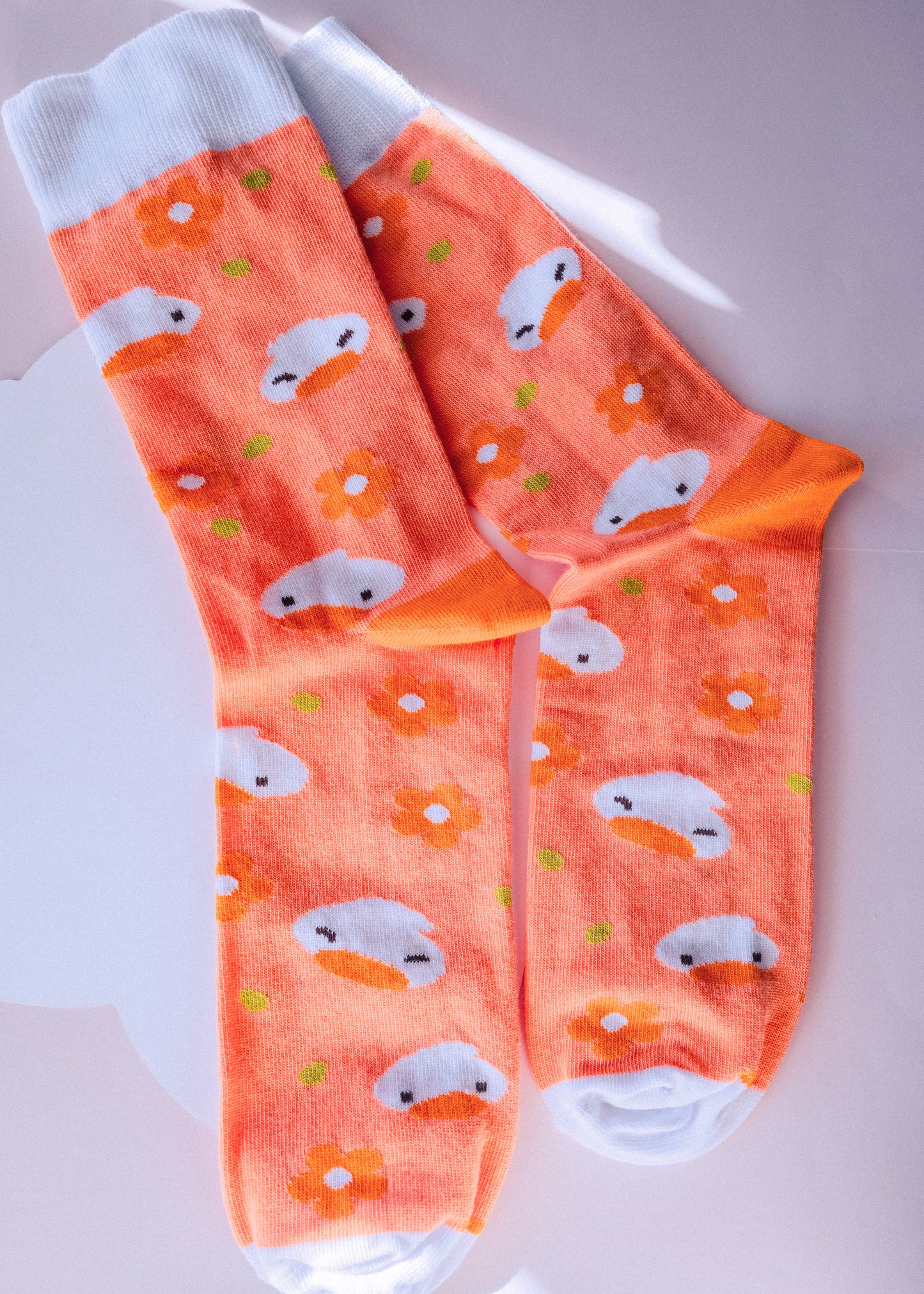 Chaussettes canard pâquerettes taille S ou M coton motif original Sekai