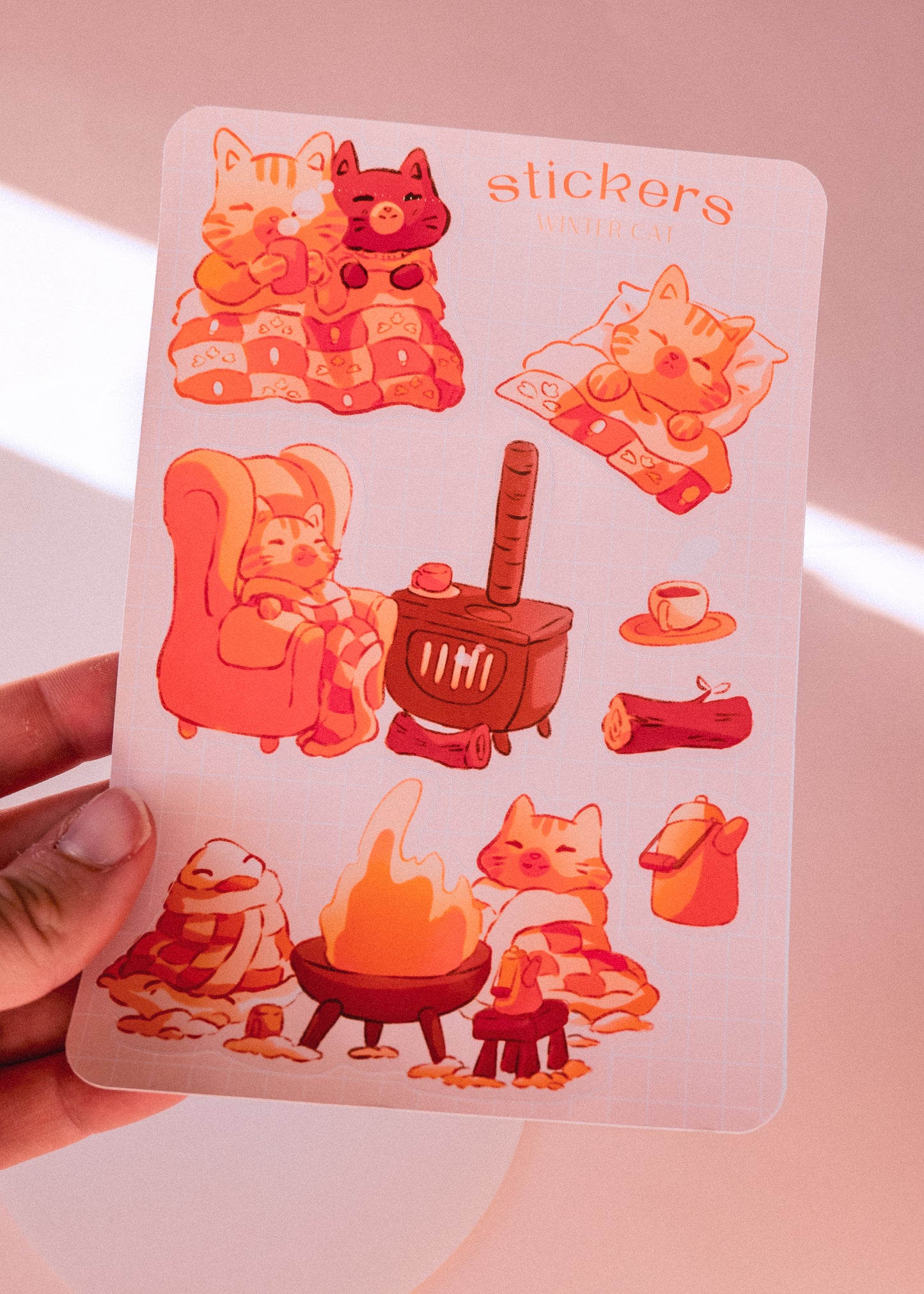 Feuille de stickers - Winter cat