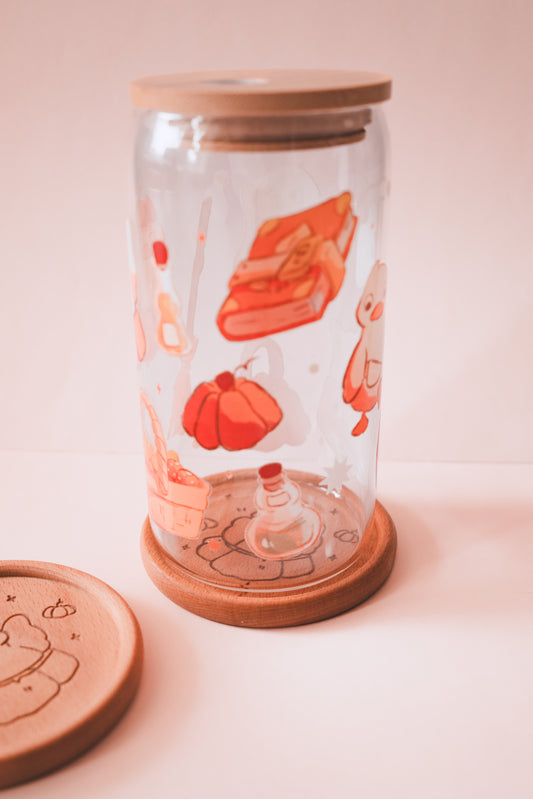 Pumpkin Glass &amp; Coaster Set