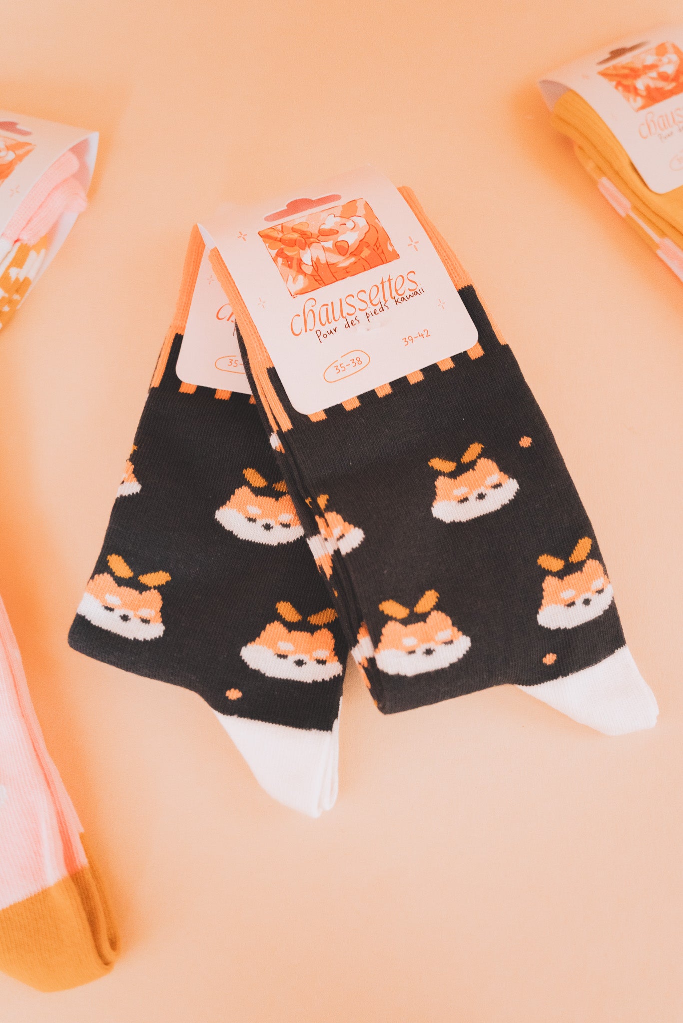 Chaussettes - Printemps shiba motif fleurs