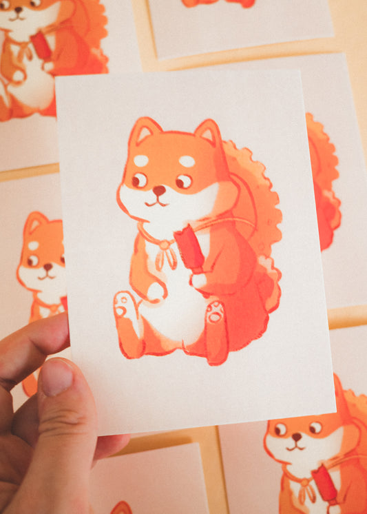 Minis prints - Shiba avec sa glace