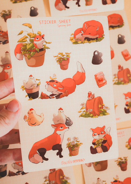 Feuille de stickers - Renard dans les plantes