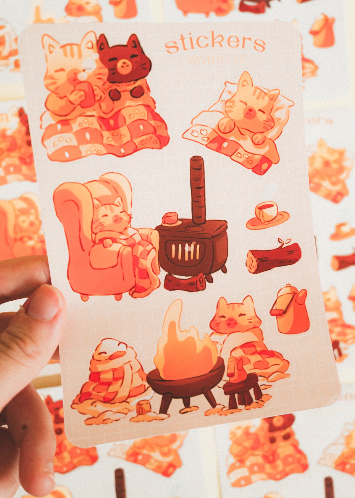 Feuille de stickers - Winter cat