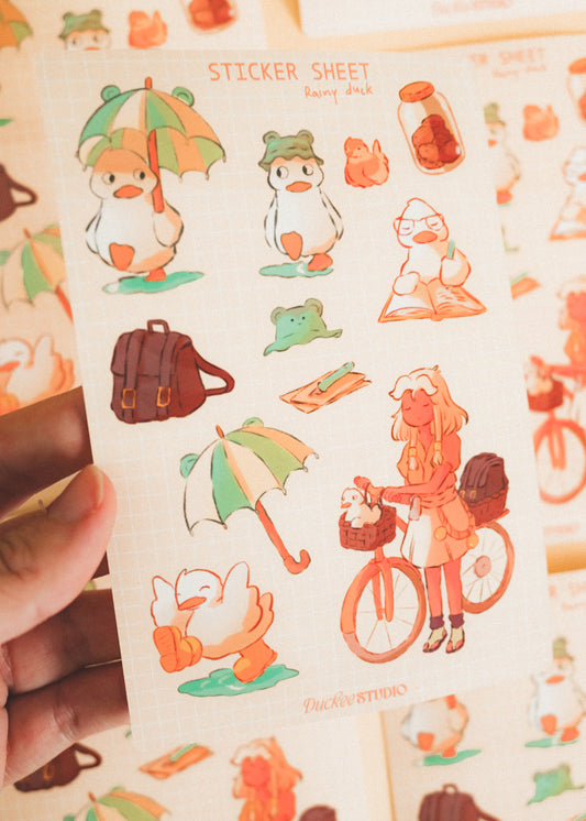Sticker sheet - Duck in the rain