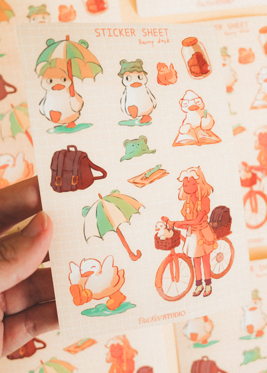 Sticker sheet - Duck in the rain