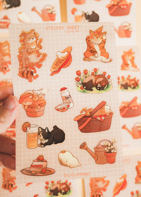 Sticker sheet - Spring kitty