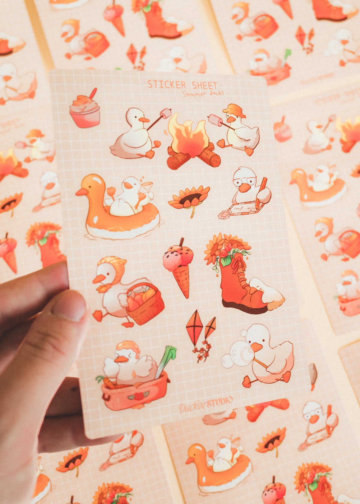 Feuille de stickers - Canards d'été