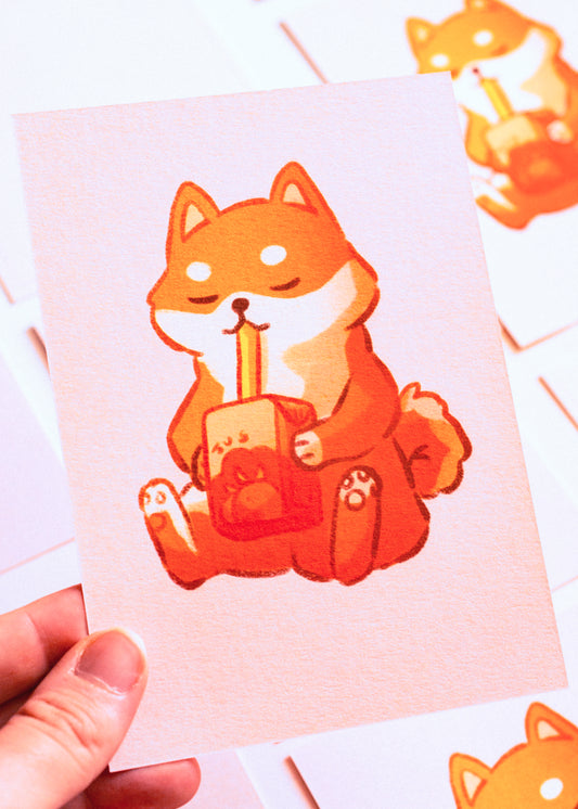 Mini prints - Shiba and his juice