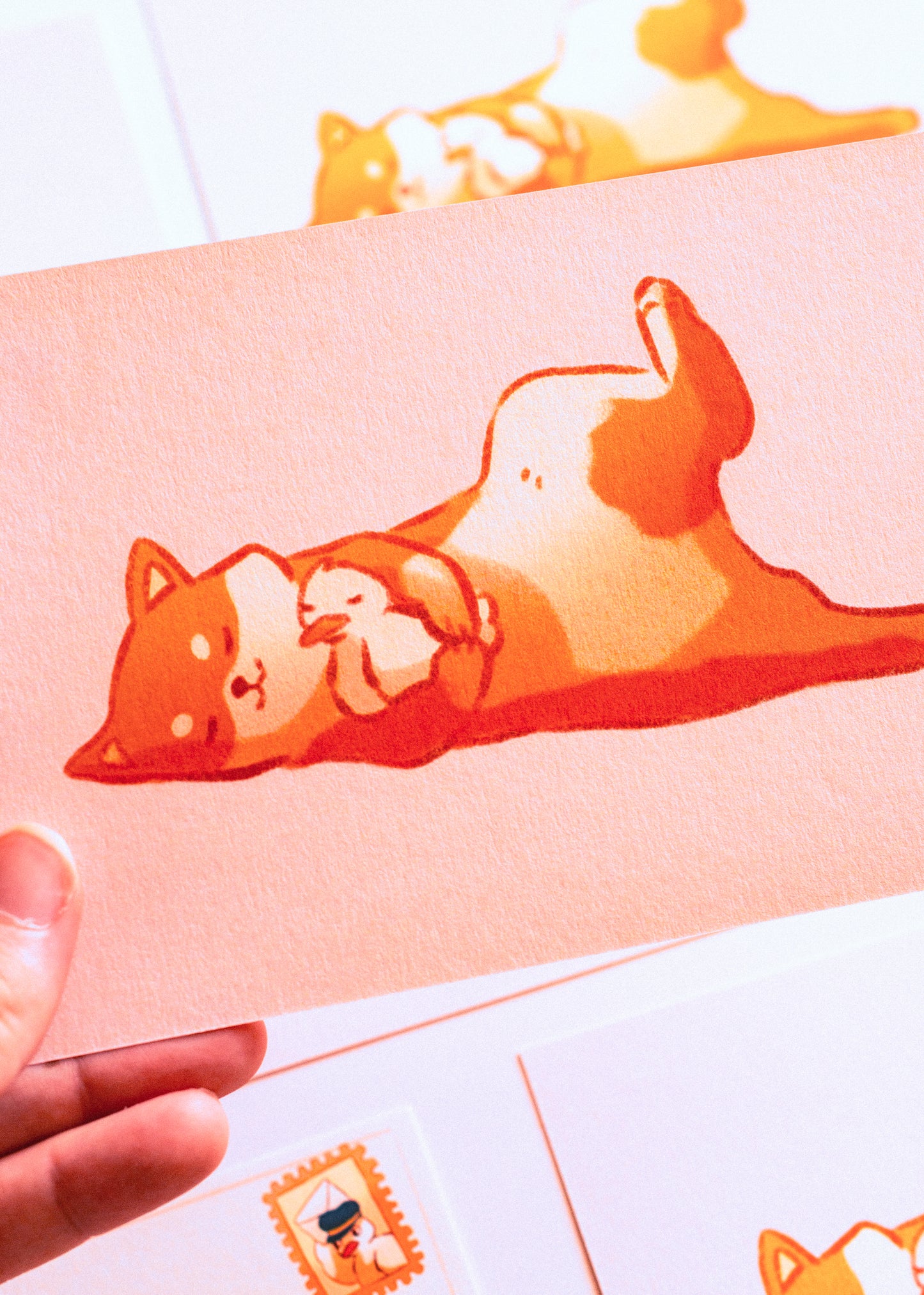 Minis prints - Shiba couché avec Magret