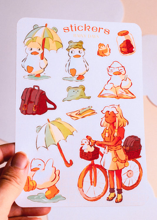 Sticker sheet - Duck in the rain