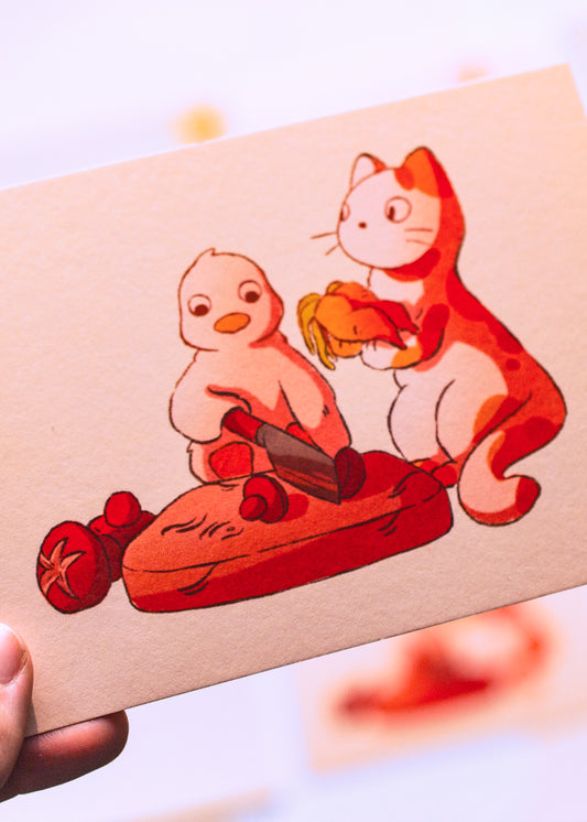 Mini prints - Cat &amp; duck kitchen