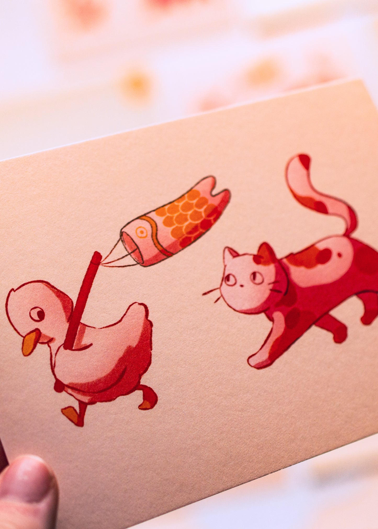 Minis prints - Chat & canard koinobori