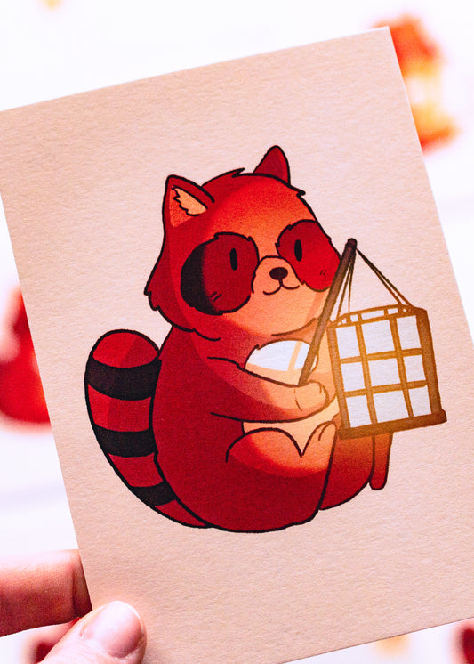 Mini prints - Tanuki and his lantern