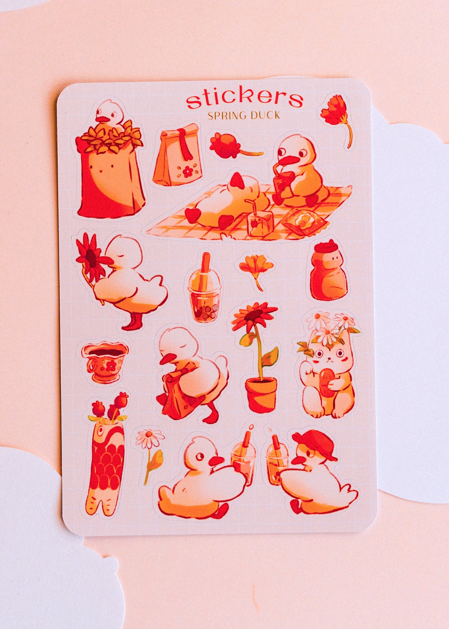 Feuille de stickers - Canards printaniers
