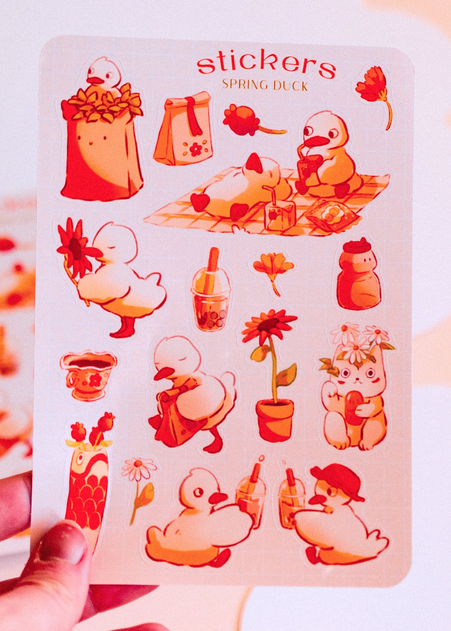 Feuille de stickers - Canards printaniers