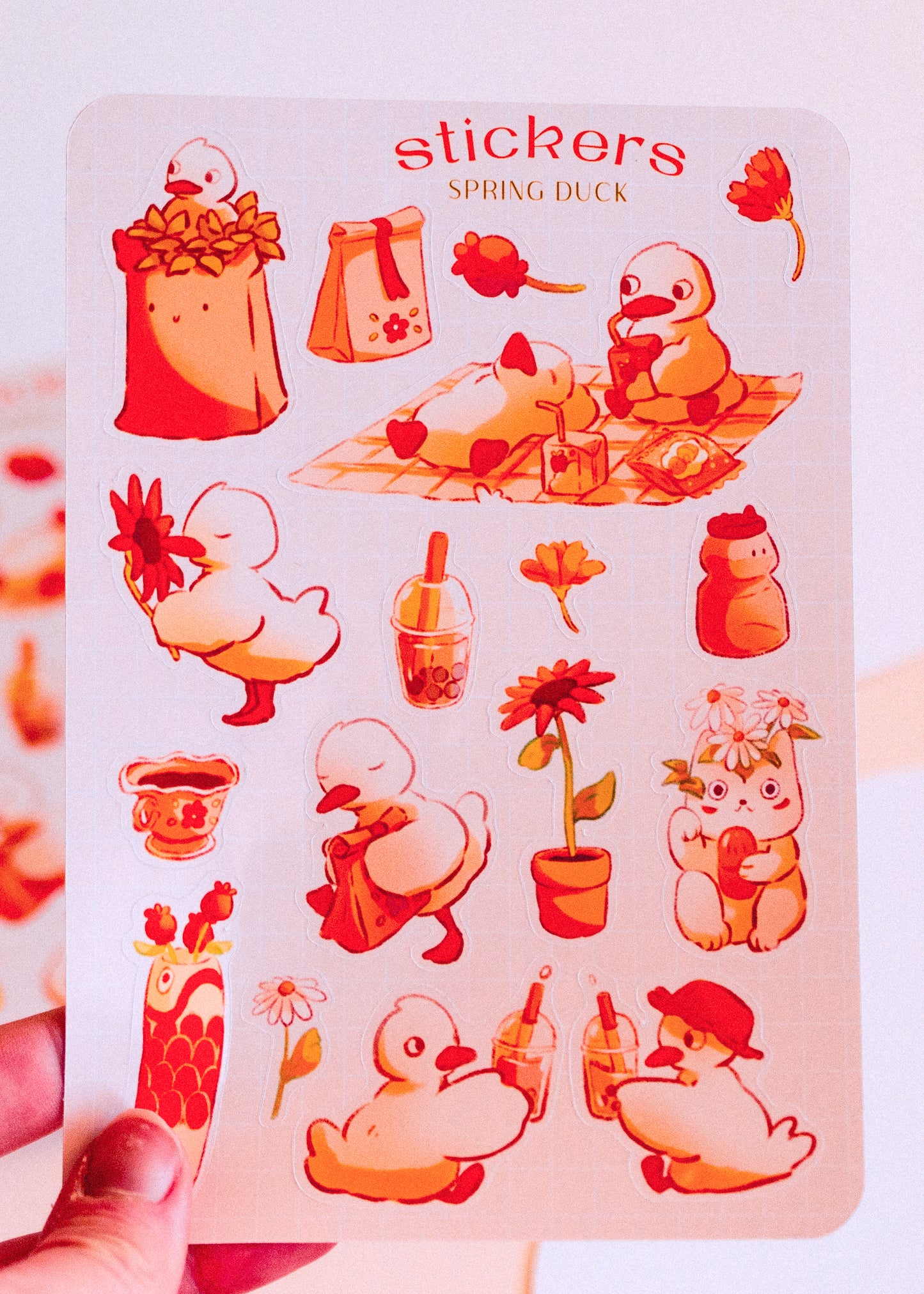 Feuille de stickers - Canards printaniers
