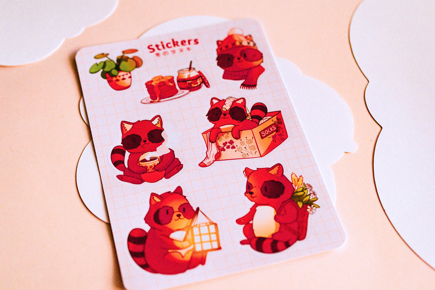 Feuille de stickers - Petits tanukis