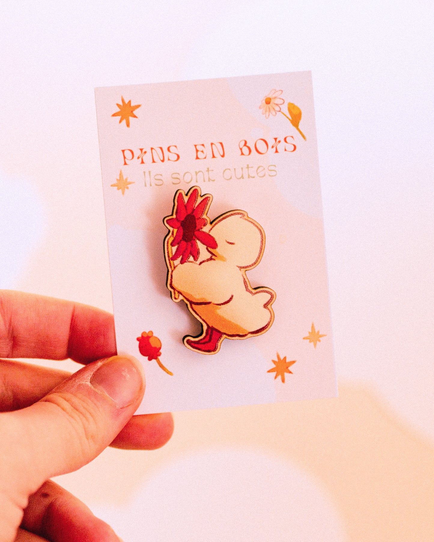 Pins en bois - Canard tournesol