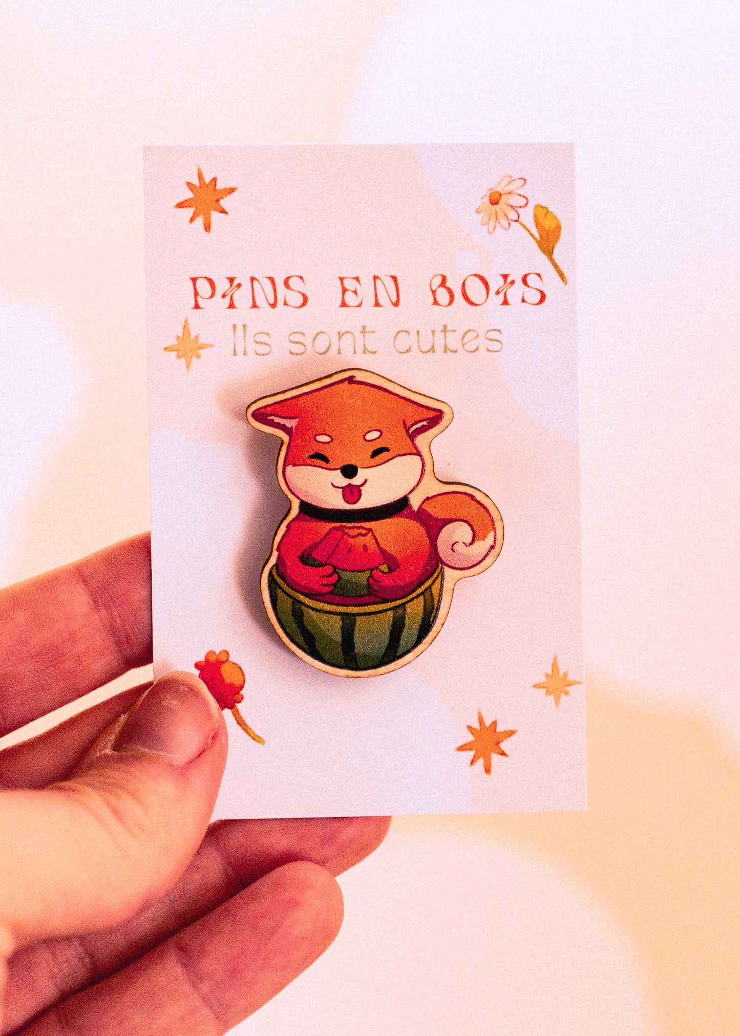 Pins en bois - Shiba pastèque