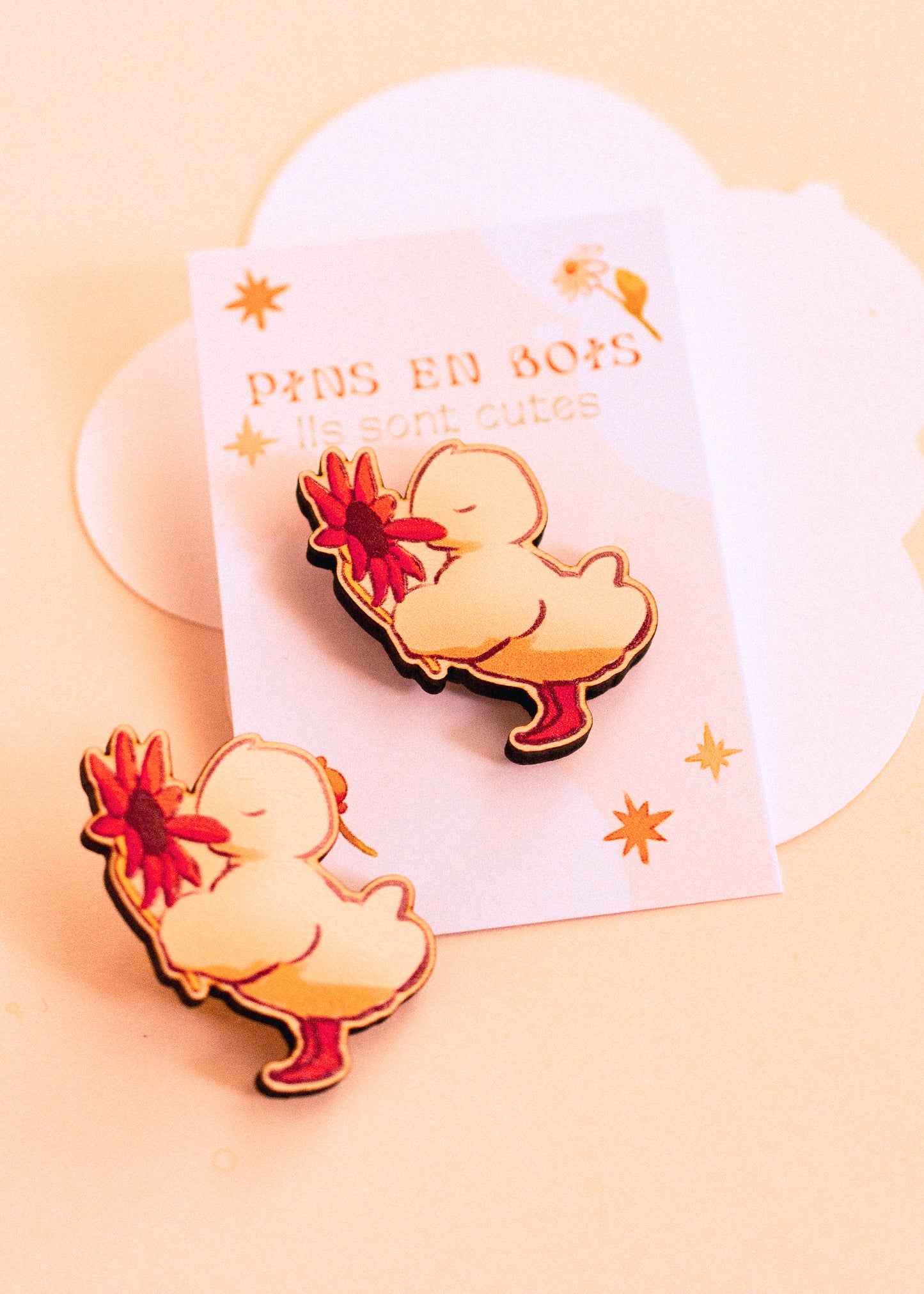 Pins en bois - Canard tournesol