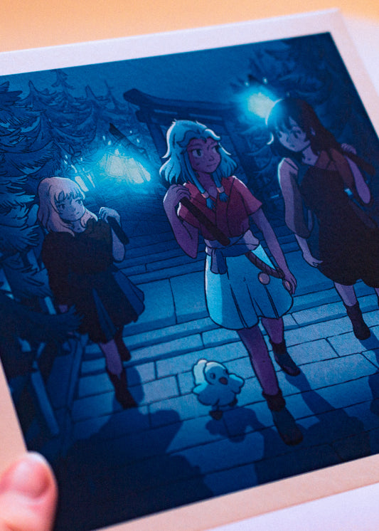 Print - Procession of blue lights